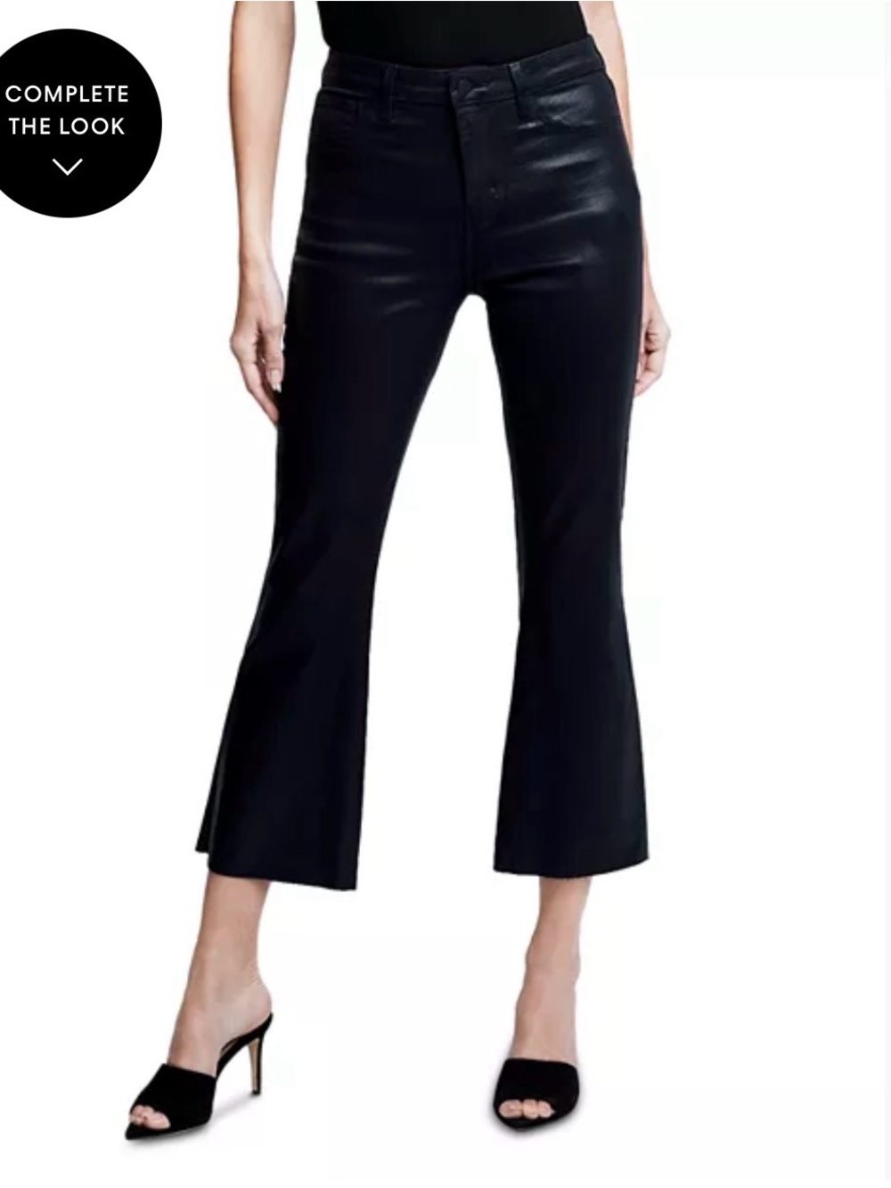 L'AGENCE Kendra Black Coated Cropped Jeans